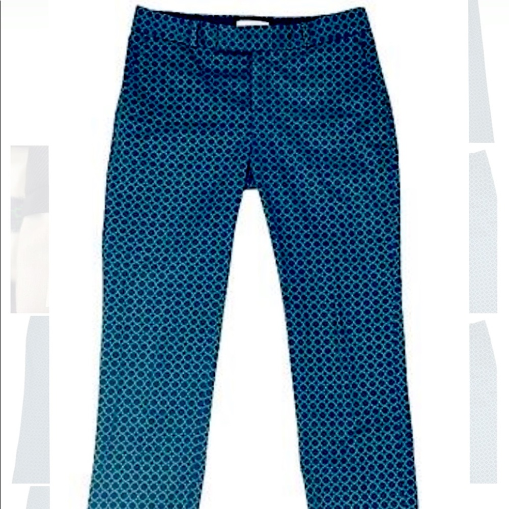 Banana Republic Women sz 4 Navy / Green Geo-print Martin fit Pants